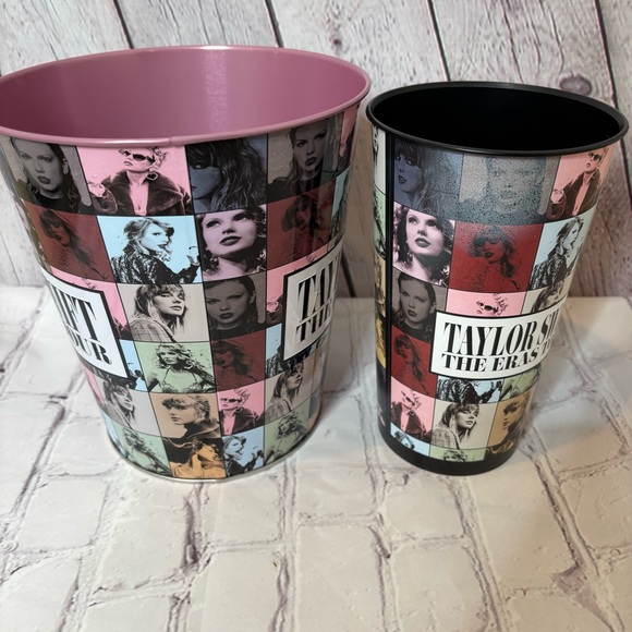 Taylor Swift The Eras Tour Metal Popcorn Bucket and Cup Golden Link - Picture 4 of 9